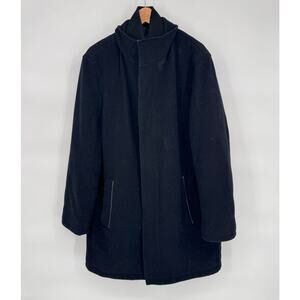 Cole Haan Mens Melton Wool Cashmere Blend Coat Sz M Minimalist Quiet Luxury